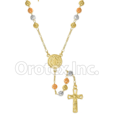 RN 001 Gold Layered Tri-Color Rosary